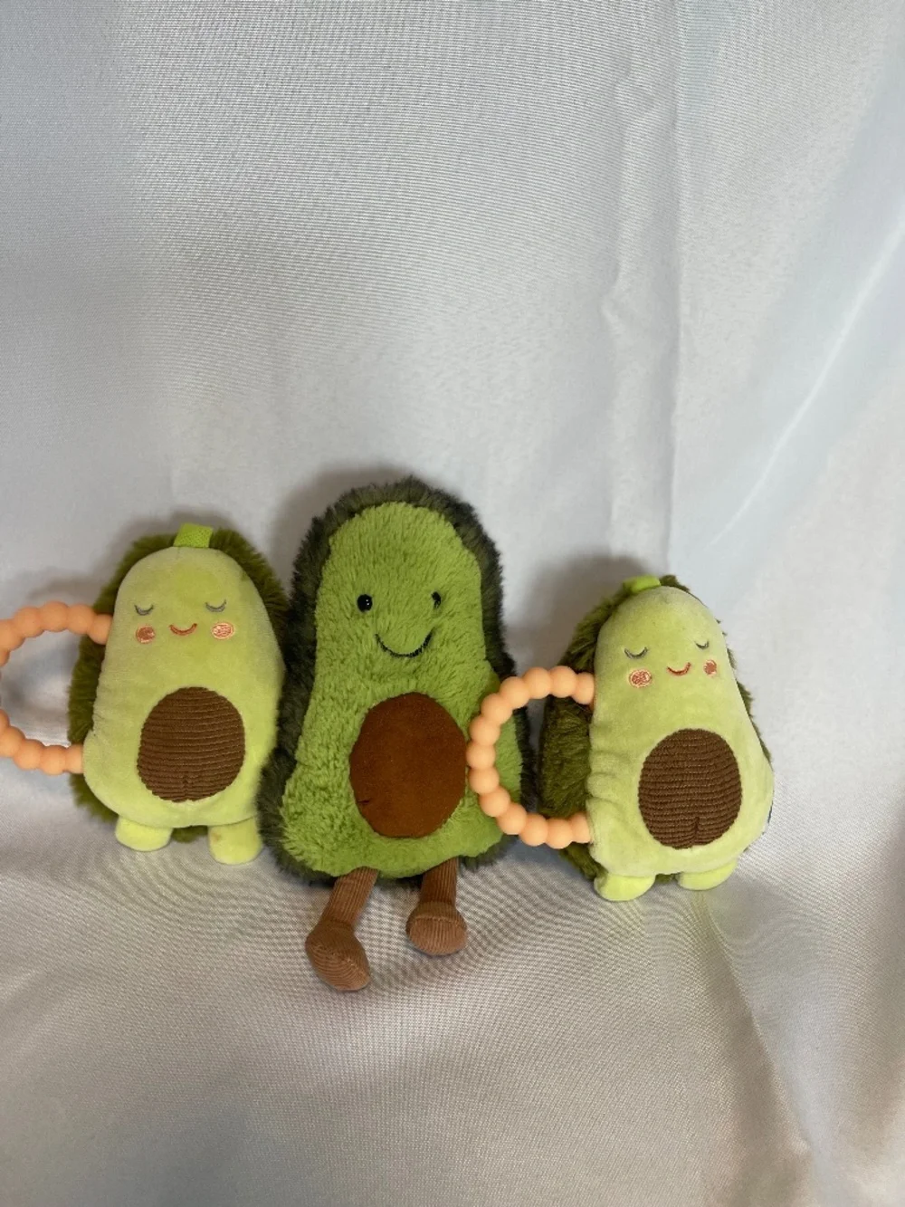 Avocado Plush Trio — Jellycat + 2 Mary Meyer Teether Rattles